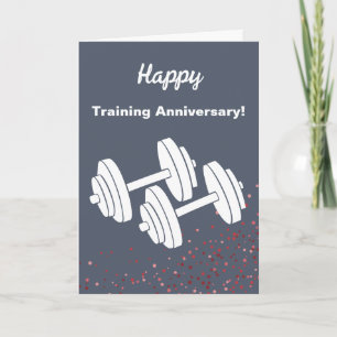 Tarjeta de aniversario de entrenamiento feliz con 