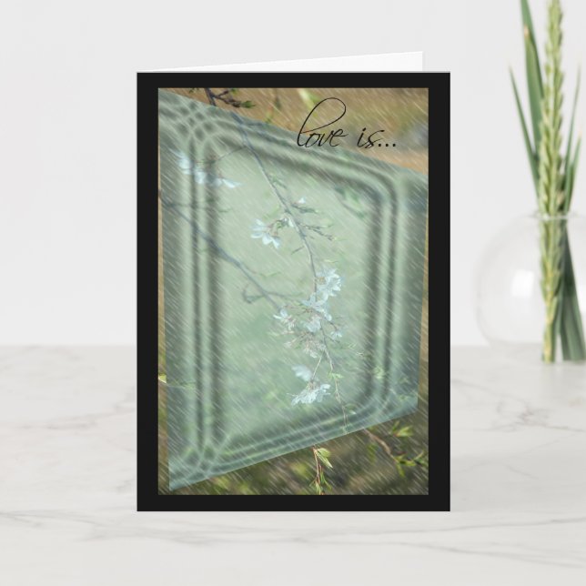 Tarjeta de aniversario de flor de cerezo es Amor (Anverso)