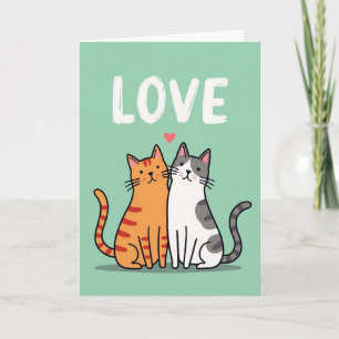 Tarjeta de aniversario de gatos adorables