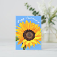 Tarjeta de aniversario de girasol amarillo