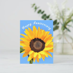 Tarjeta de aniversario de girasol amarillo