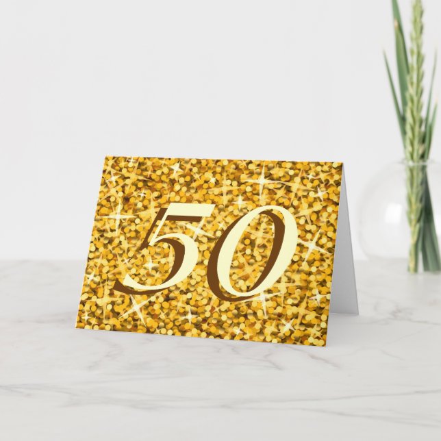 Tarjeta de aniversario de Glitz "Gold" '50' (Anverso)