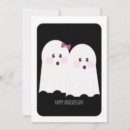 Tarjeta de aniversario de Halloween fantasma adora