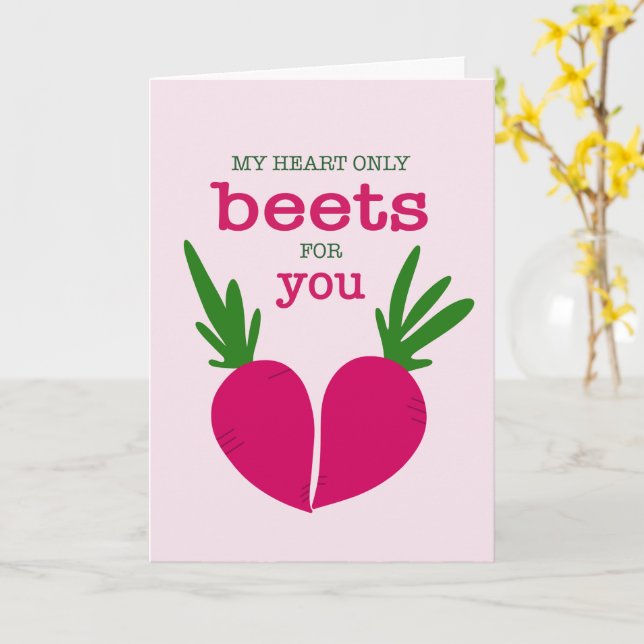 Tarjeta de aniversario de Heart Beets (flor amarilla)