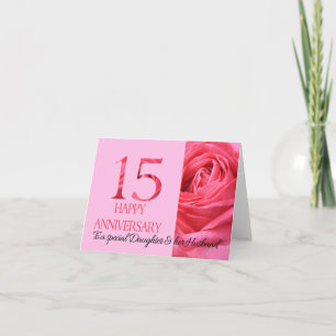 Tarjeta de aniversario de hija y marido Rosa rosa
