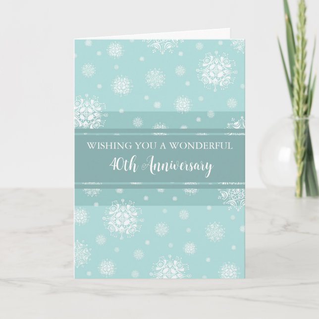 Tarjeta de aniversario de invierno 40° Boda (Anverso)