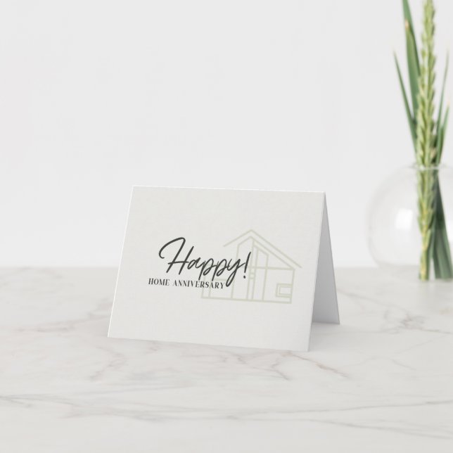 Tarjeta de Aniversario de la Casa Feliz Moderna pa (Anverso)