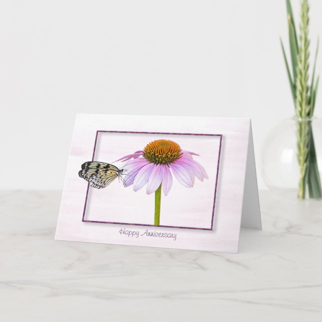 Tarjeta de Aniversario de la Flor de Cono sobre la (Anverso)