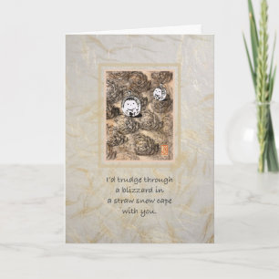 Tarjeta de aniversario de la gente de nieve