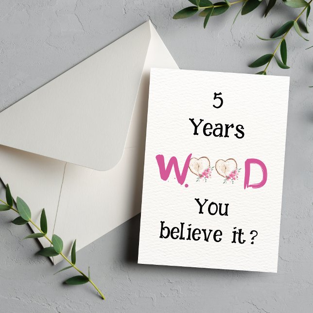 Tarjeta de Aniversario de la Madera Graciosa, Tarj (Funny Wood Anniversary Card, 5th Anniversary Card)
