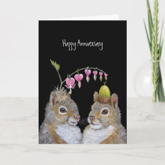 Tarjeta de aniversario de la pareja de ardillas