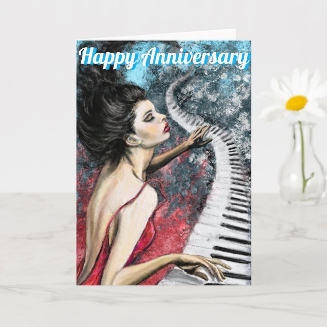 Tarjeta de Aniversario de la Señora del Piano Rojo (Planta pequeña)