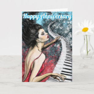 Tarjeta de Aniversario de la Señora del Piano Rojo