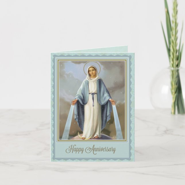 Tarjeta de Aniversario de la Virgen Religiosa Cató (Anverso)