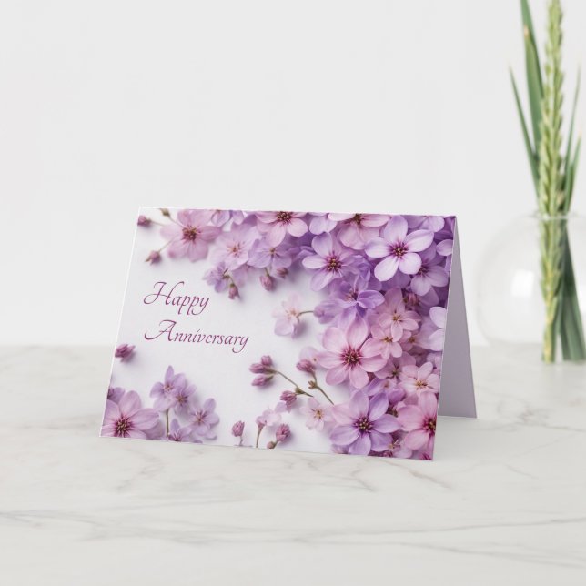 Tarjeta de Aniversario de las Flores Lilac (Anverso)