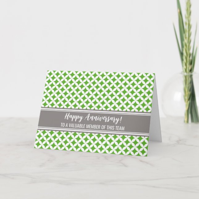 Tarjeta de aniversario de Lime Gray Circles Employ (Anverso)