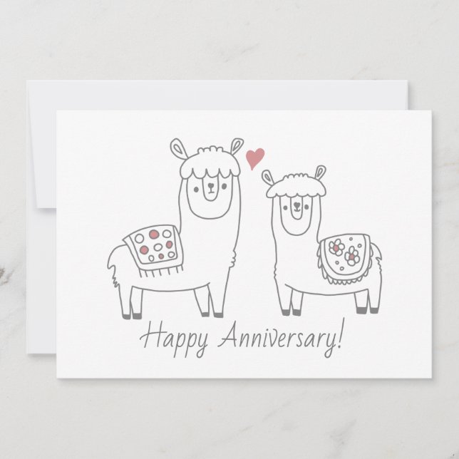 Tarjeta de Aniversario de Llamas Whimsicas (Anverso)