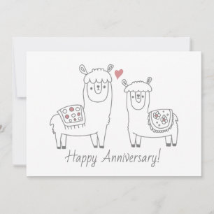 Tarjeta de Aniversario de Llamas Whimsicas