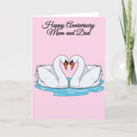 Tarjeta de aniversario de los Cisnes de mamá y pap