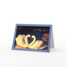 Tarjeta de aniversario de los cisnes (frontera azu