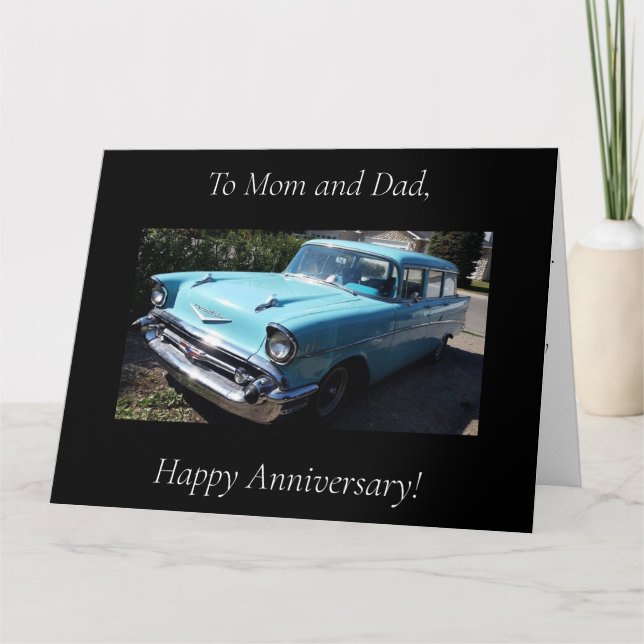 Tarjeta de Aniversario de los Padres Chevy de 1957 (Anverso)