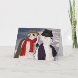 Tarjeta de aniversario de muñecos de nieve derreti