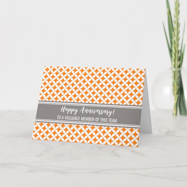 Tarjeta de aniversario de naranja Gray Circles Emp (Anverso)