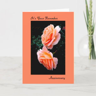Tarjeta de aniversario de noviembre, rosas melocot