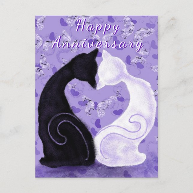 Tarjeta de Aniversario de Pareja de Gato Hermoso A (Anverso)