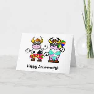 Tarjeta de Aniversario de Pareja de Vaca personali