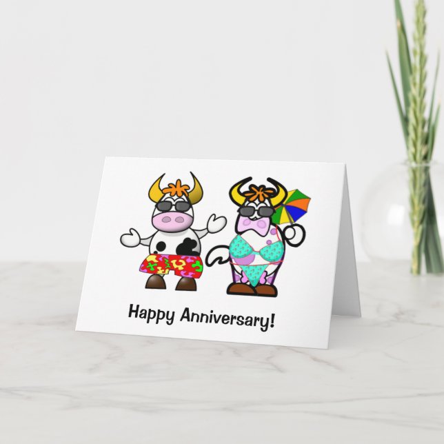 Tarjeta de Aniversario de Pareja de Vaca personali (Anverso)