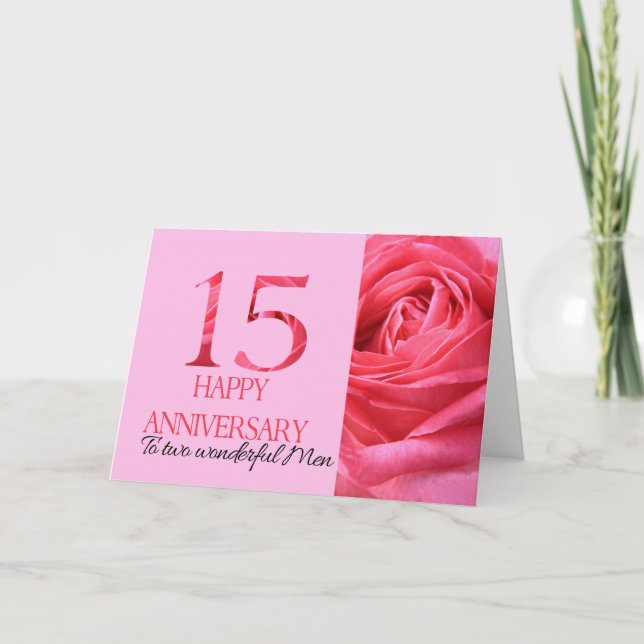 Tarjeta de aniversario de pareja gay Rosa rosa (Anverso)
