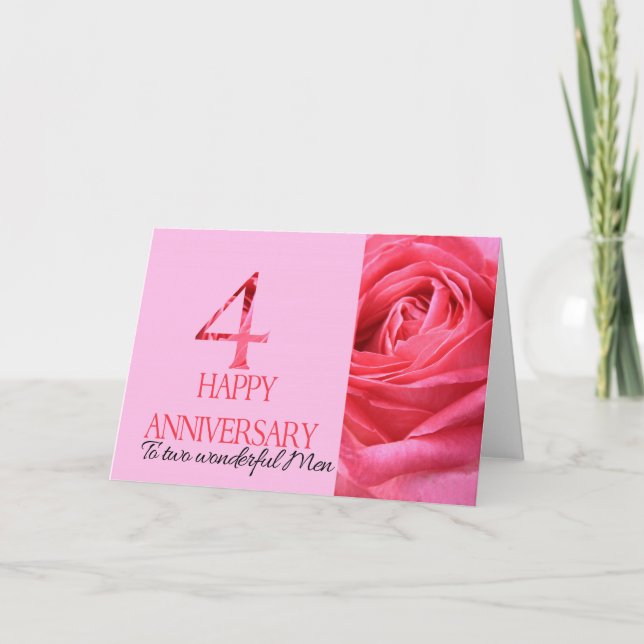 Tarjeta de aniversario de pareja gay Rosa rosa (Anverso)