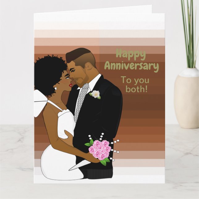 Tarjeta de aniversario de parejas afroamericanas (Anverso)