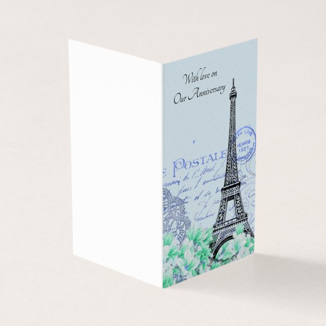 Tarjeta de aniversario de París personalizable (Exterior)