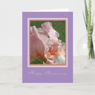 Tarjeta de aniversario de Peach Iris