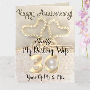 Tarjeta de aniversario de Pearl 30 Boda para espos