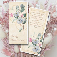 Tarjeta de aniversario de pergamino y floral 4"x9"