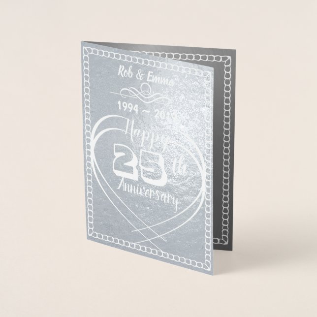 Tarjeta de aniversario de plata 25 personalizada p (Anverso)