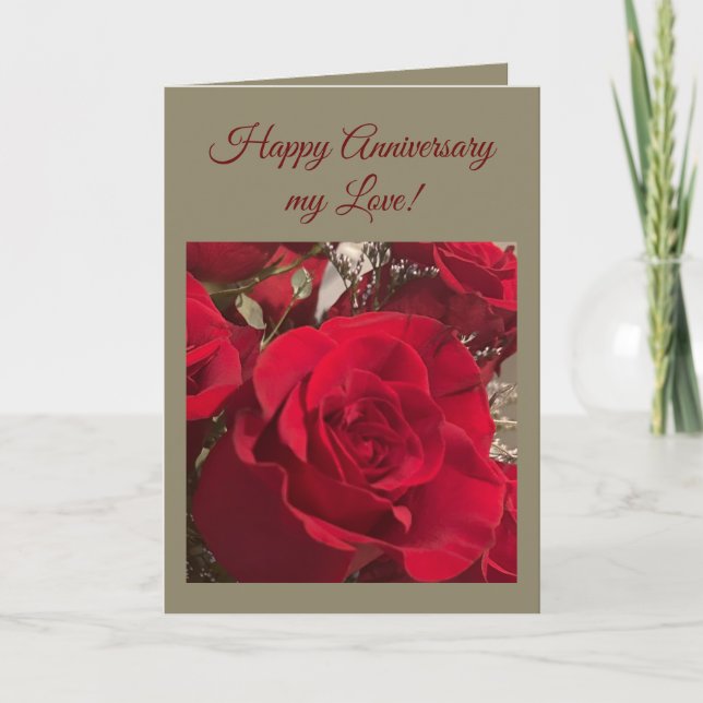Tarjeta de aniversario de Red Roses (Anverso)