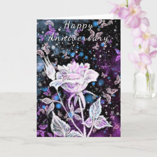 Tarjeta de Aniversario de Rosa de Invierno y Marip