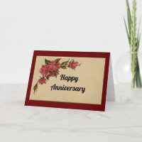 Tarjeta de aniversario de Rosas de época