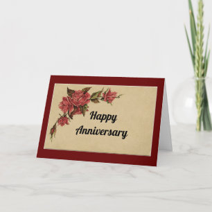 Tarjeta de aniversario de Rosas de época