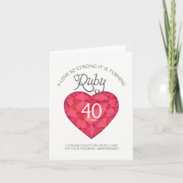 Tarjeta de aniversario de rubí de amor tan fuerte 
