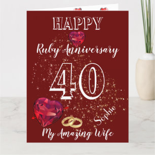 Tarjeta de aniversario de rubí personalizada para