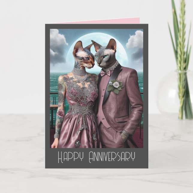 Tarjeta de aniversario de Sphynx Cat | Realizar ju (Anverso)