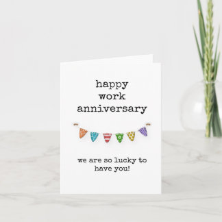 Tarjeta de aniversario de trabajo, afortunada de t