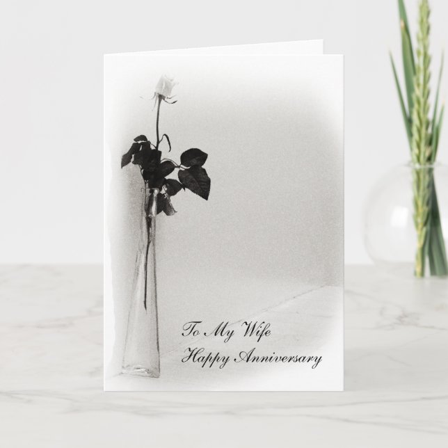 Tarjeta de aniversario de un solo Rosa (Anverso)