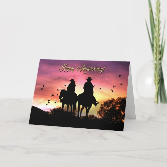 Tarjeta de aniversario de vaquero western (Anverso)