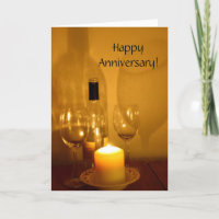Tarjeta de aniversario de vino y copas